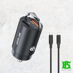 شاحن سيارة سريع جرين ليون رينج تشارج بقوة 36 واط مع كابل تايب سي إلى لايتنينج Green Lion Ring Charge Dual Port 36W Car Charger with USB-C to Lightning Cable