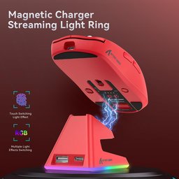 ماوس ألعاب أتاك شارك X6 فائق الخفة مع قاعدة شحن مغناطيسية وإضاءة RGB ATTACK SHARK X6 Tri-Mode Wireless Gaming Mouse with Magnetic Charging Dock