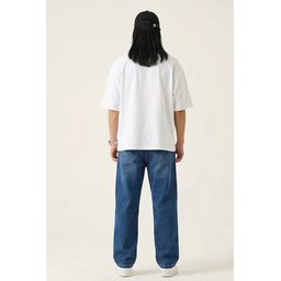 بنطلون جينز رجالي بقصة مريحة Baggy 30074 - أزرق داكن Men's Relaxed Fit Baggy Jeans 30074 - Navy Blue