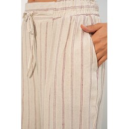 بنطلون نسائي مخطط من الكتان 30102 - فوشيا Women's Striped Linen Trousers 30102 - Fuchsia