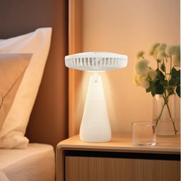 مروحة محمولة قابلة للشحن مع اضاءة وبطارية 2400 ملي امبير FARO Rechargeable Fan