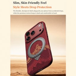 كفر آيفون 18 برو ماكس كيفلار من سيلادا مع ماك سيف ومسند دوّار iPhone 18 Pro Max SULADA Kevlar MagSafe 360° Rotating Case