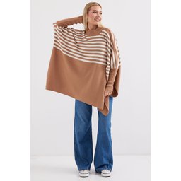 كنزة بونشو 15783 بفتحات جانبية - F.Vizon 15783 Slit Side Poncho Sweater - F.Vizon