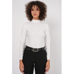 بودي نسائي 922 مزين بالكريستال - أبيض 922 Embellished Bodysuit - White
