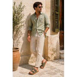 شبشب رجالي MUGGO AUGUSTA يومي بحزامين قابلين للتعديل - كاكي Muggo AUGUSTA Men's Adjustable Double Buckle Casual Slippers - Khaki