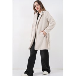 معطف نسائي بحزام 9171 - إكرو Women's Belted Coat 9171 - Ecru