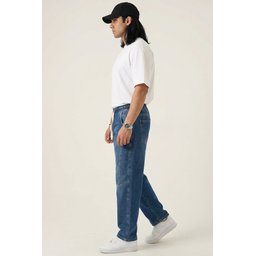 بنطلون جينز رجالي بقصة مريحة Baggy 30074 - أزرق داكن Men's Relaxed Fit Baggy Jeans 30074 - Navy Blue