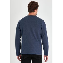 سويت شيرت رجالي بقصة مريحة وياقة دائرية مزدوجة - نيلي Men's Indigo Double Crew Neck Standard Relaxed Fit Sweatshirt