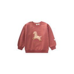سويت شيرت أطفال بتطريز حصان 1-6 سنوات - لون وردي مجفف Kids' Horse Appliqué Sweatshirt 1-6 Years - Dried Rose