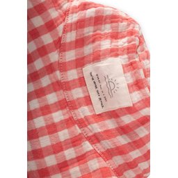 قبعة فيدورا من الموسلين العضوي للأطفال 2-8 سنوات - كاروهات مرجاني Organic Muslin Fedora Hat for Kids 2-8 Years - Coral Plaid