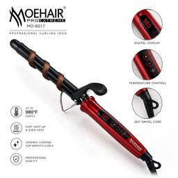 مكواة تمويج الشعر الاحترافية بشاشة رقمية – حرارة 980 – موديل MO-6017 MOEHAIR Pro Extreme Professional Curling Iron MO-6017 – Digital Display, Up to 980°F