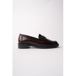 حذاء لوفر نسائي MUGGO ARVEN يومي بتفاصيل حجرية وإبزيم معدني - بني MUGGO ARVEN Women's Daily Loafer Shoes with Stone Details & Metal Buckle - Brown