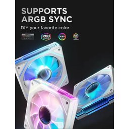 طقم مراوح آسيا هورس AMICI GT ARGB عدد 3 قياس 120 ملم بتحكم PWM وتصميم أمامي – أبيض AsiaHorse AMICI GT ARGB 120mm PWM Fan 3-Pack – Forward White