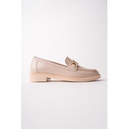 حذاء لوفر نسائي Muggo ARVEN بتفاصيل حجرية وإبزيم معدني - بيج Muggo ARVEN Women's Loafer Shoes with Stone Details & Metal Buckle - Tan