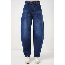 6689 بنطلون جينز نسائي بخصر عالٍ وقصة باجي - كحلي 6689 Women's High-Waist Baggy Jeans - Navy Blue