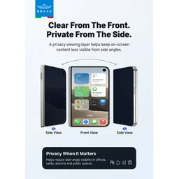 لاصق شاشة حماية خصوصية بريف بدرجة صلابة 9H لهاتف أيفون ديو BRAVE 160° Anti-Spy Privacy Tempered Glass Screen Protector for iPhone Duo