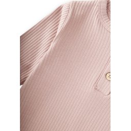 تولوم أطفال مضلع بأساور - وردي بودرة (0-3 سنوات) Ribbed Cuffed Baby Romper - Powder Pink (0-3 Years)