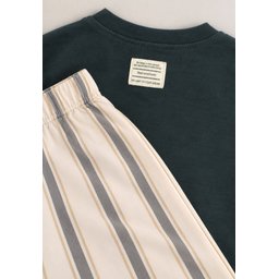 طقم مخطط موسمي للأطفال 2-10 سنوات - أخضر بترولي Seasonal Striped Kids' Set 2-10 Years - Petrol Green