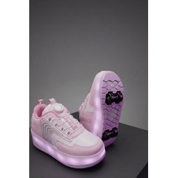 Muggo FLOW حذاء رياضي للأطفال بعجلات وإضاءة LED - وردي Muggo FLOW Kids' Light-Up Roller Sneaker Sports Shoes - Pink