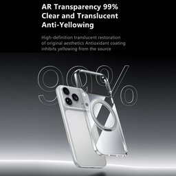 كفر آيفون 18 برو ماكس شفاف كريستالي مع ماك سيف ومسند دوّار iPhone 18 Pro Max SULADA Clear MagSafe 360° Rotating Case