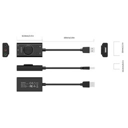 كارت صوت خارجي يو إس بي من أوريكو مع التحكم في الصوت ومنافذ ميكروفون وسماعة ORICO External USB Sound Card Adapter with Volume Control, Mic & Headphone Ports