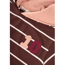 تي شيرت مخطط بغطاء رأس للأطفال 3-10 سنوات - لون بنفسجي داكن Striped Hooded Seasonal T-Shirt for Kids 3-10 Years - Plum