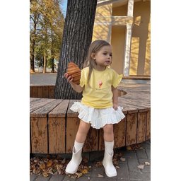 تي شيرت أطفال أصفر بتطريز - 2-8 سنوات Kids' Appliqued T-Shirt Yellow - 2-8 Years