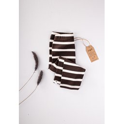 ليقنز أطفال مخطط مضلع 1-10 سنوات - بني Kids' Striped Ribbed Leggings 1-10 Years - Brown