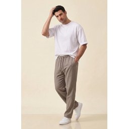 بنطلون رجالي مريح من الكتان 30118 - لون فيزون Men's Comfortable Linen Trousers 30118 - Vizon
