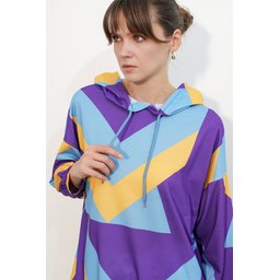 فستان سويت شيرت اوفر سايز 4125 - أزرق فاتح 4125 Oversize Sweatshirt Dress - Light Blue
