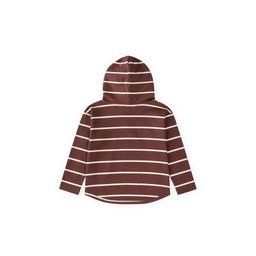 تي شيرت مخطط بغطاء رأس للأطفال 3-10 سنوات - لون بنفسجي داكن Striped Hooded Seasonal T-Shirt for Kids 3-10 Years - Plum