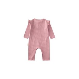 تولوم أطفال مخطط ومطرز - وردي (0-3 سنوات) Striped Embroidered Baby Romper - Pink (0-3 Years)