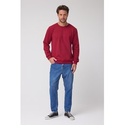 سويتشيرت رجالي أساسي بقصة عادية وياقة دائرية من القطن المخلوط - عنابي Men's Burgundy Standard Fit Cotton Blend Basic Crew Neck Sweatshirt