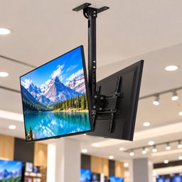 ستاند تلفزيون سقفي مزدوج للشاشات من 26 إلى 60 إنج، يتحمل وزن 55 كغم Ceiling-Mounted Dual TV Stand for 26–60 Inch Screens, 55kg Load Capacity