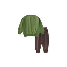 طقم سويت شيرت موسمي للأطفال بتطريز، 1-7 سنوات، أخضر زيتي Appliquéd Seasonal Sweatshirt Set for Kids, 1-7 Years, Olive Green