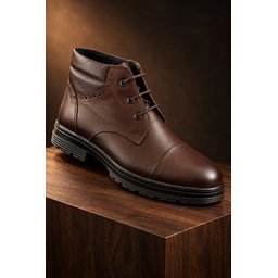 حذاء MUGGO ORVEN رجالي كلاسيك كاجوال برباط من الجلد الطبيعي - بني MUGGO ORVEN Men's Genuine Leather Lace-Up Classic Casual Boots - Brown