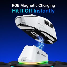 ماوس ألعاب أتاك شارك V6 فائق الخفة، ثلاثي الاتصال مع قاعدة شحن مغناطيسية RGB ATTACK SHARK V6 Ultra-Light Tri-Mode Gaming Mouse with RGB Magnetic Charging Dock