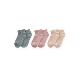 جوارب أطفال ثلاثية بتصميم فيونكة منتفخة - نعناعي، بودرة، رملي (5-12 سنة) Triple Ruffle Bow Ankle Socks for Kids - Mint, Powder, Sand (5-12 Years)