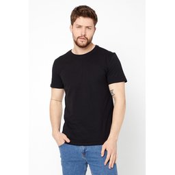 حزمة تي شيرت رجالي أساسي 5 قطع، قطن 100%، قصة عادية، ياقة دائرية - أسود Men's Multi-Color 100% Cotton T-Shirt Regular Fit Crew Neck 5-Pack Basic T-Shirts - Black