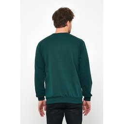 سويت شيرت رجالي بيزك بياقة دائرية أخضر داكن Men's Dark Green Basic Crew Neck Sweatshirt