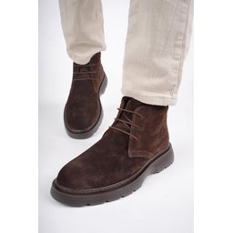 حذاء تشيلسي رجالي Muggo HENRY جلد طبيعي برباط ونعل مريح - بني Muggo HENRY Men's Chelsea Boots - Genuine Leather, Laced, Comfortable Sole - Brown