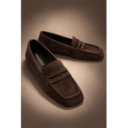 حذاء لوفر نسائي Muggo DORİAN جلدي بكعب مخفي بني Muggo DORİAN Women's Hidden Heel Leather Loafer Moccasin Shoes - Brown