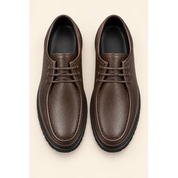 حذاء MUGGO WALTON رجالي كاجوال كلاسيكي جلد طبيعي برباط ونعل سميك - بني Muggo WALTON Men's Genuine Leather Lace-Up Casual Classic Shoes with Chunky Sole - Brown