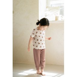 طقم بيجامة أطفال بنقوش - إيكرو (1-7 سنوات) Kids' Patterned Pajama Set - Ecru (1-7 Years)