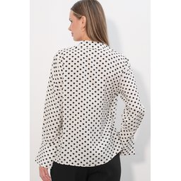 بلوزة نسائية بنقشة نقاط البولكا ملفوفة - 40036 - أبيض Women's Polka Dot Wrap Blouse 40036 - White