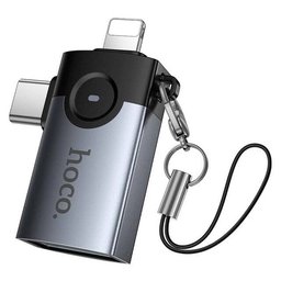 محول هوكو UA46D ثنائي الاستخدام Lightning وUSB-C إلى USB-A Hoco UA46D 2-in-1 Lightning / USB-C Male to USB-A Female Adapter