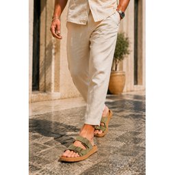 شبشب رجالي MUGGO AUGUSTA يومي بحزامين قابلين للتعديل - كاكي Muggo AUGUSTA Men's Adjustable Double Buckle Casual Slippers - Khaki