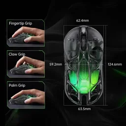 ماوس الألعاب اللاسلكي جرافاستار ميركوري M1 برو بهيكل من سبائك المغنيسيوم – أسود Gunmetal GravaStar Mercury M1 Pro Magnesium Alloy Wireless Mouse (Gunmetal Black)