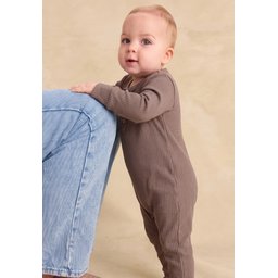 تولوم أطفال مضلع بأساور 0-3 سنوات - لون فيزون Ribbed Cuff Baby Romper 0-3 Years - Vizon