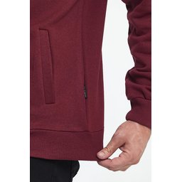 جاكيت رجالي بورجوندي بسحاب وياقة قائمة وجيوب جانبية مبطن بالقطن Men's Burgundy Cotton-Lined Zippered Stand-Collar Cardigan with Side Pockets